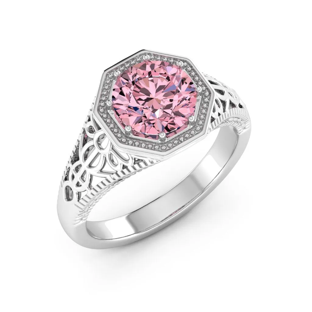 2.00 d.e.w cts 8mm Round Isabella Moissanite Ring