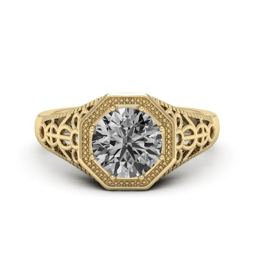 2.00 d.e.w cts 8mm Round Isabella Moissanite Ring