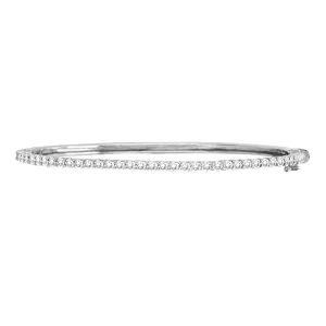 2.05 Carat Natural Diamond Bangle Bracelet G SI 14K White Gold 41 stones