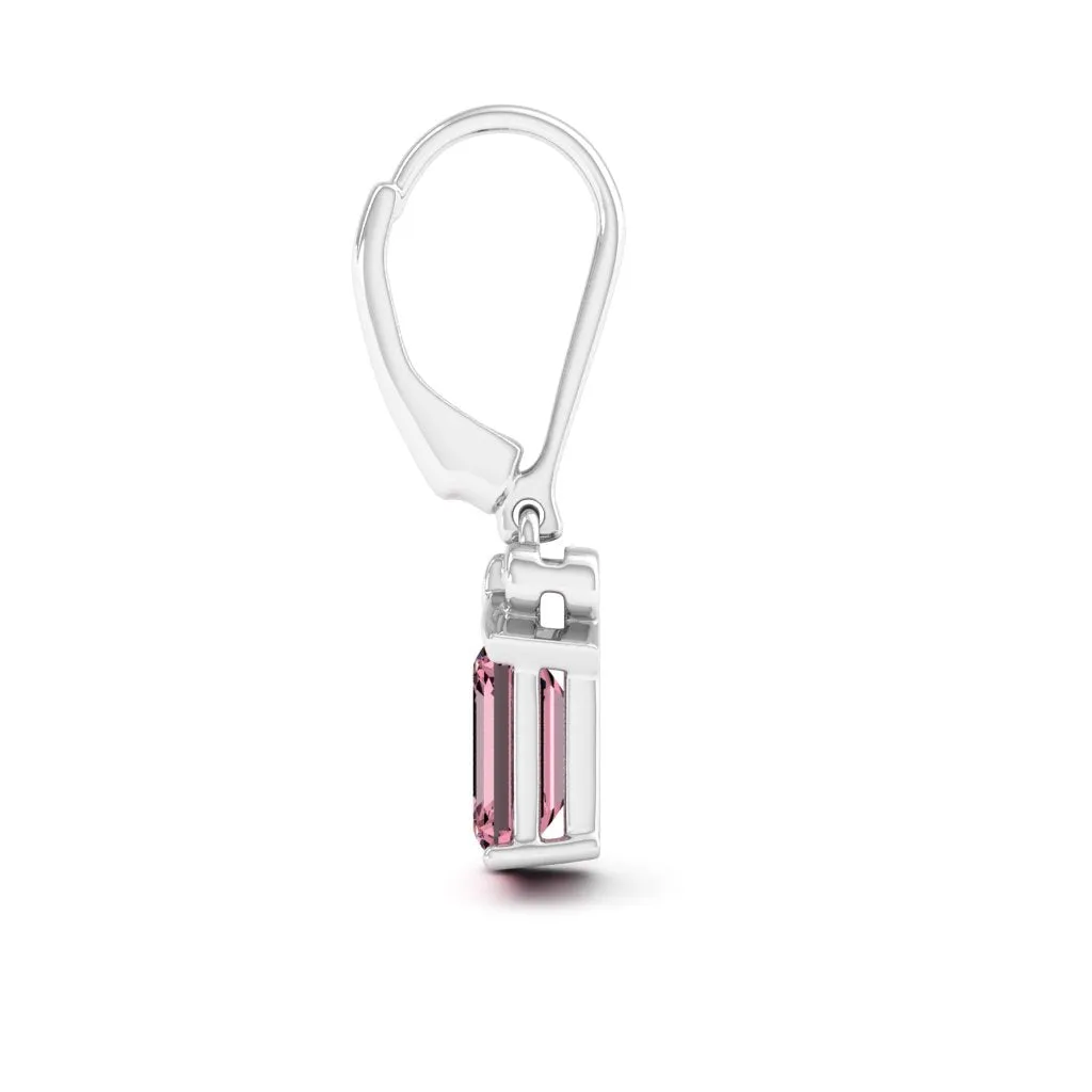 2.10 d.e.w cts 7x5mm Emerald Cut Naomi Moissanite Dangle Earrings