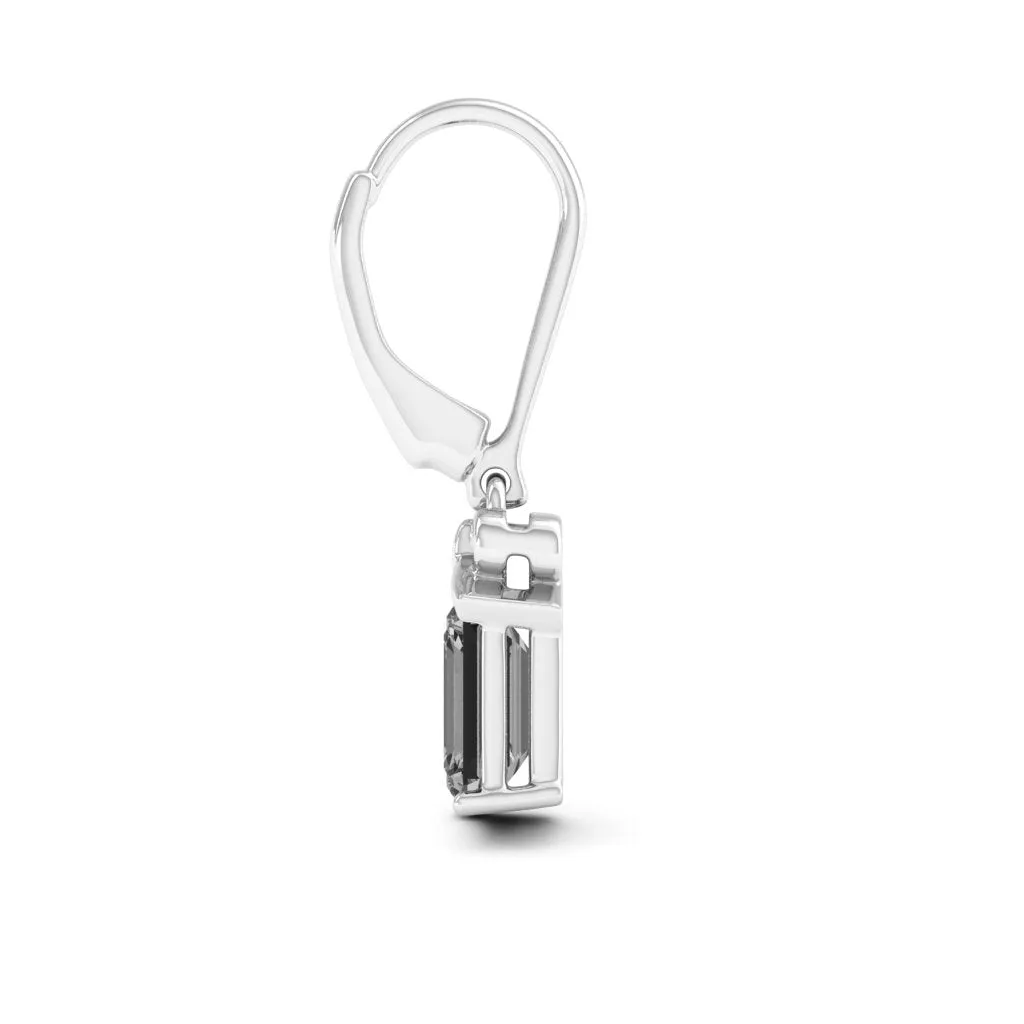 2.10 d.e.w cts 7x5mm Emerald Cut Naomi Moissanite Dangle Earrings