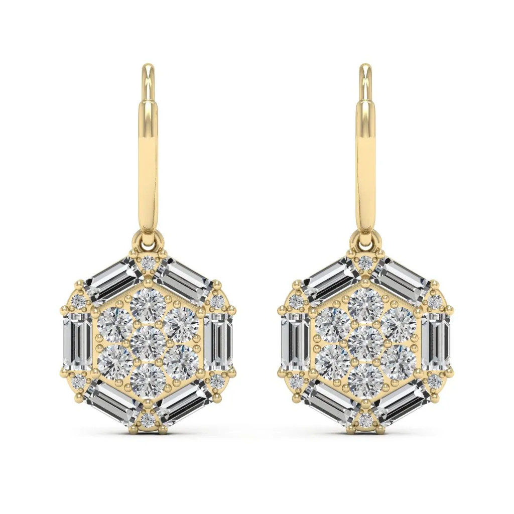 2.34 d.e.w cts Estella Moissanite Dangle Earrings