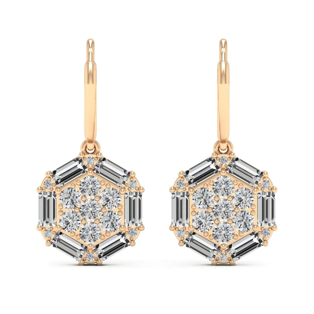 2.34 d.e.w cts Estella Moissanite Dangle Earrings