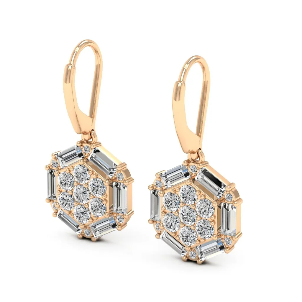 2.34 d.e.w cts Estella Moissanite Dangle Earrings