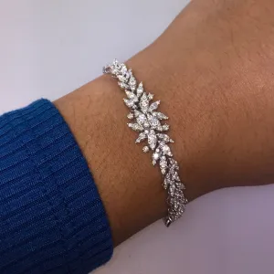 2.50 Carat Natural Diamond Cluster Bracelet G SI 14K White Gold