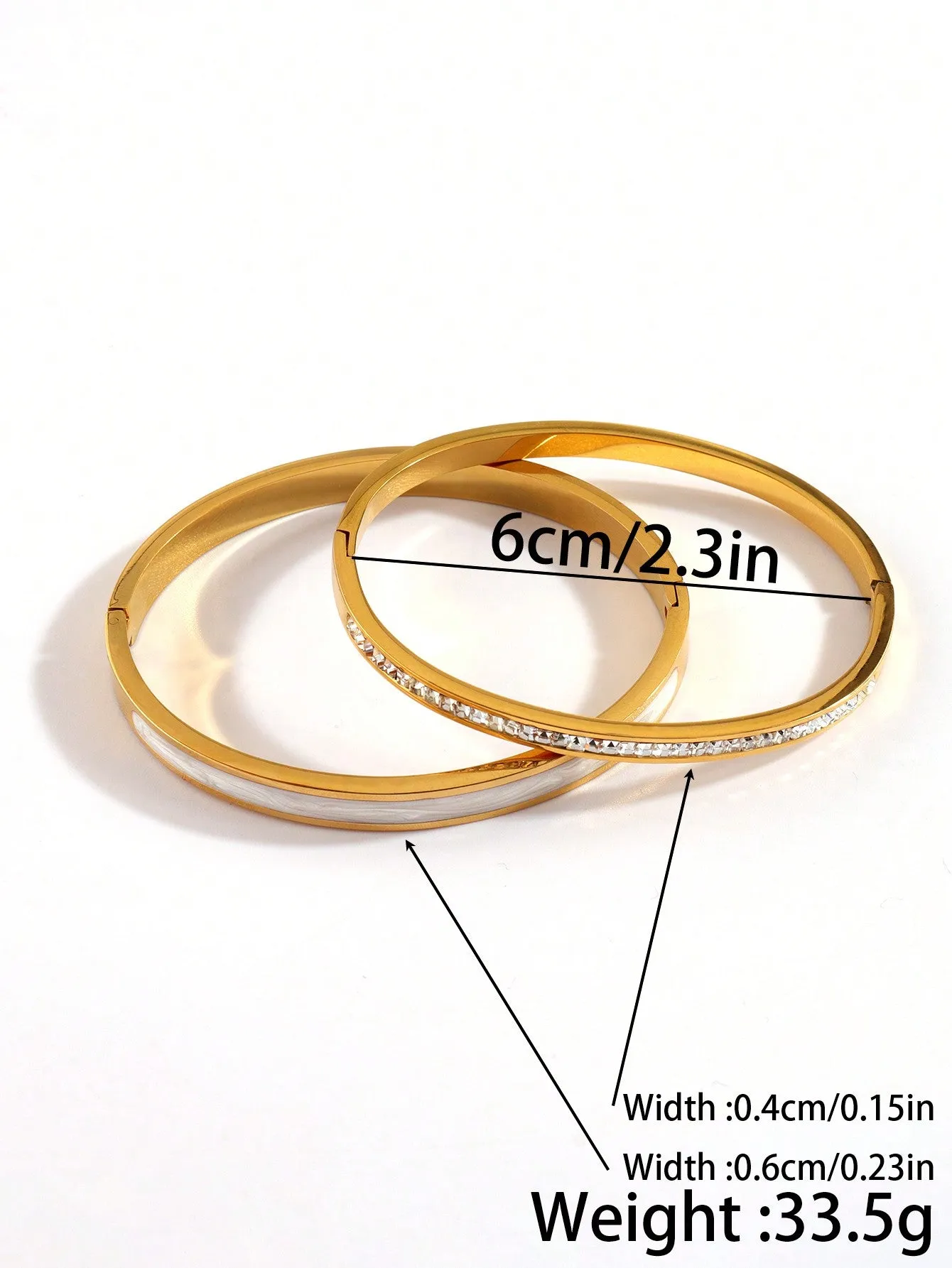 2pcs Stainless Steel Oil Drop & Rhinestone Inlaid Bracelet- FD ⚡