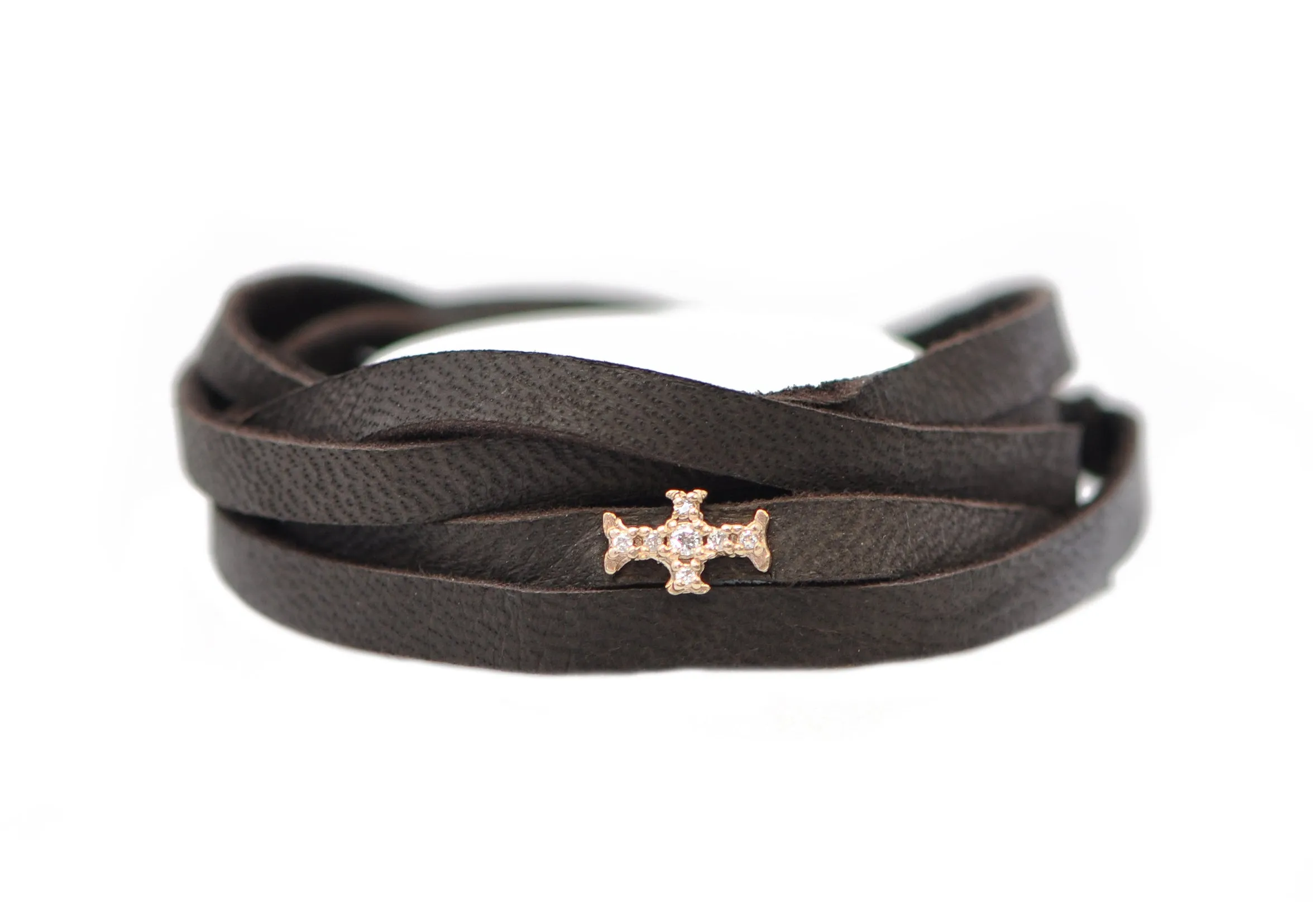 32" 5X WRAP CROSS LEATHER BRACELET