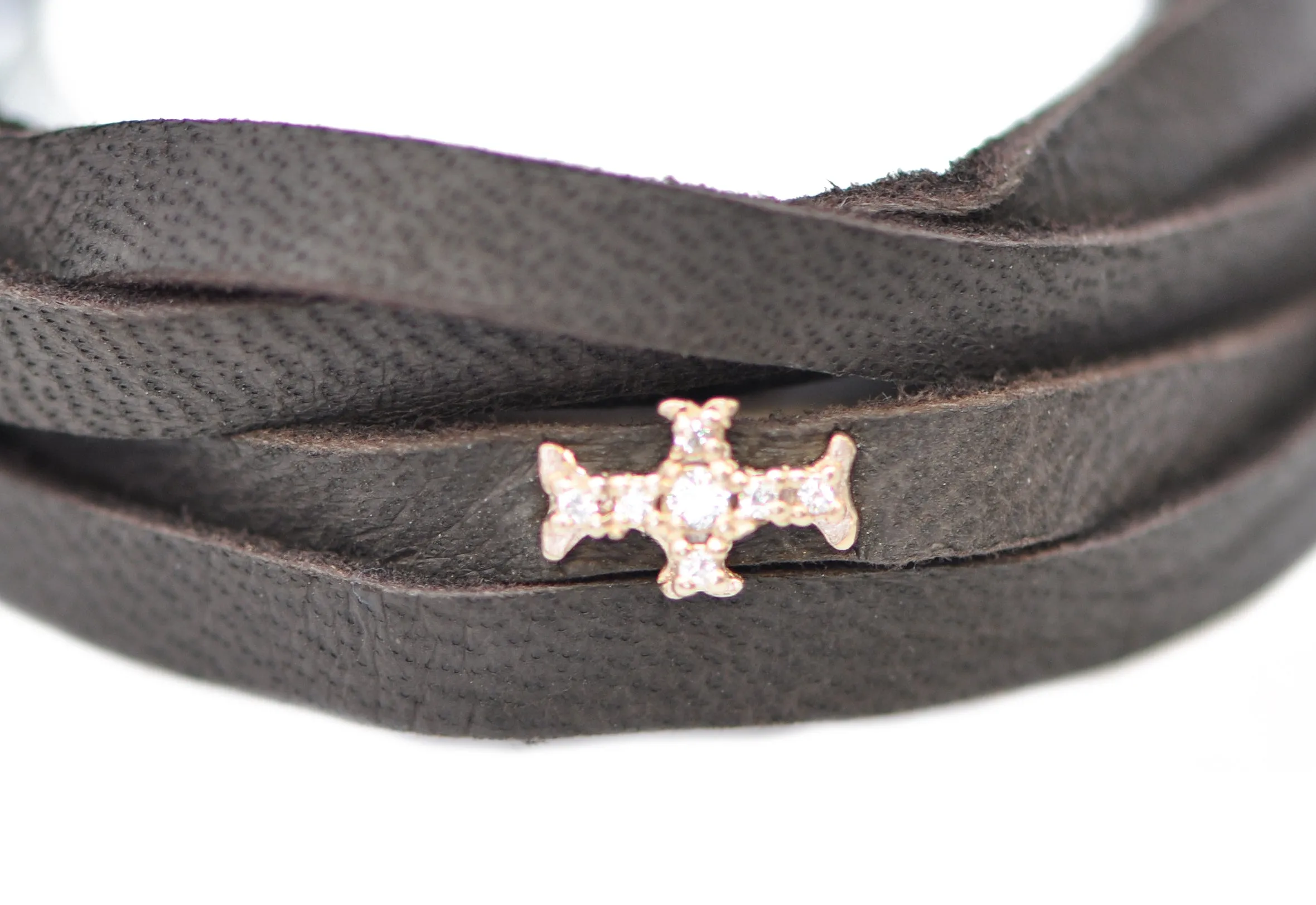 32" 5X WRAP CROSS LEATHER BRACELET
