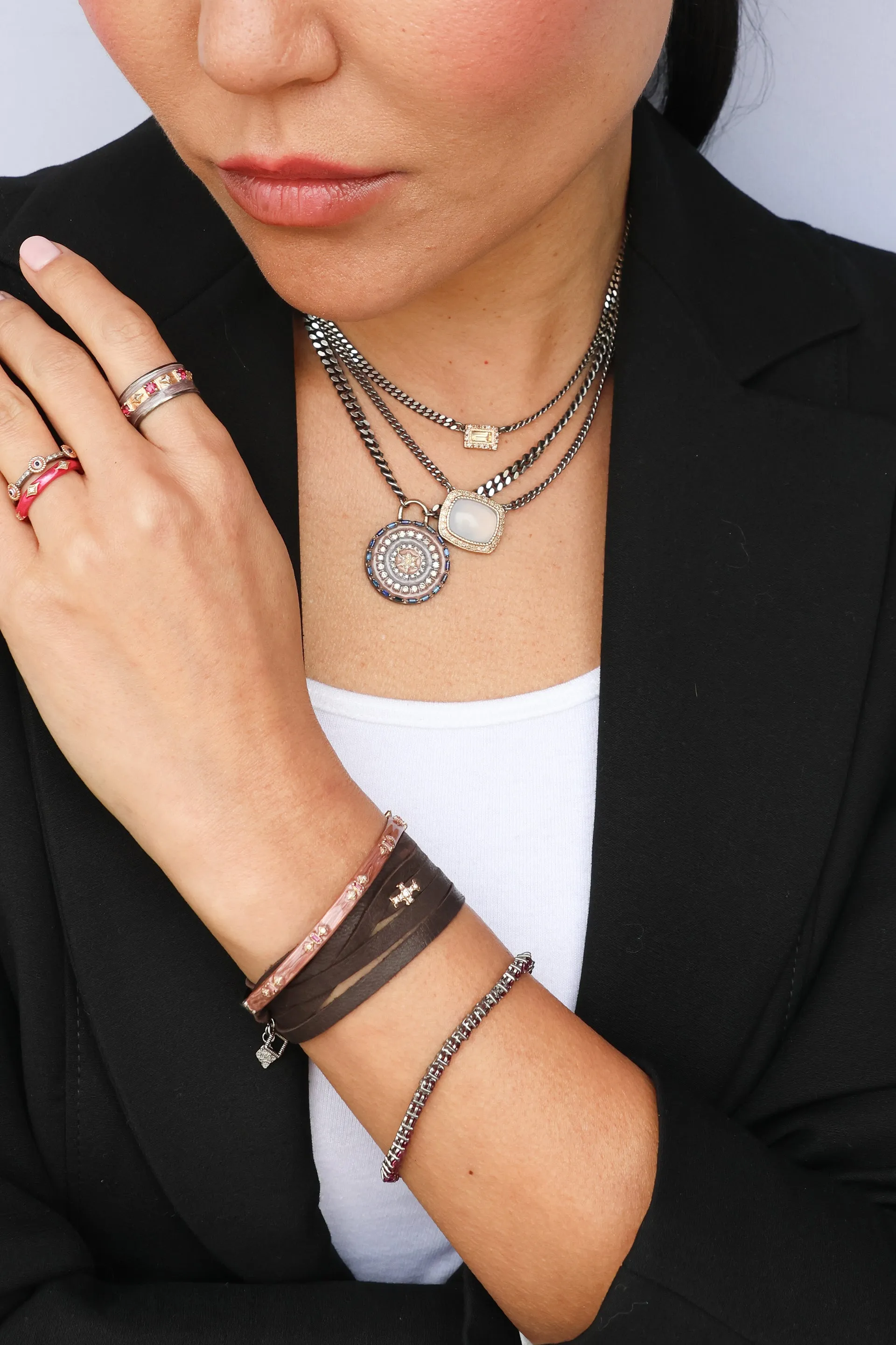 32" 5X WRAP CROSS LEATHER BRACELET