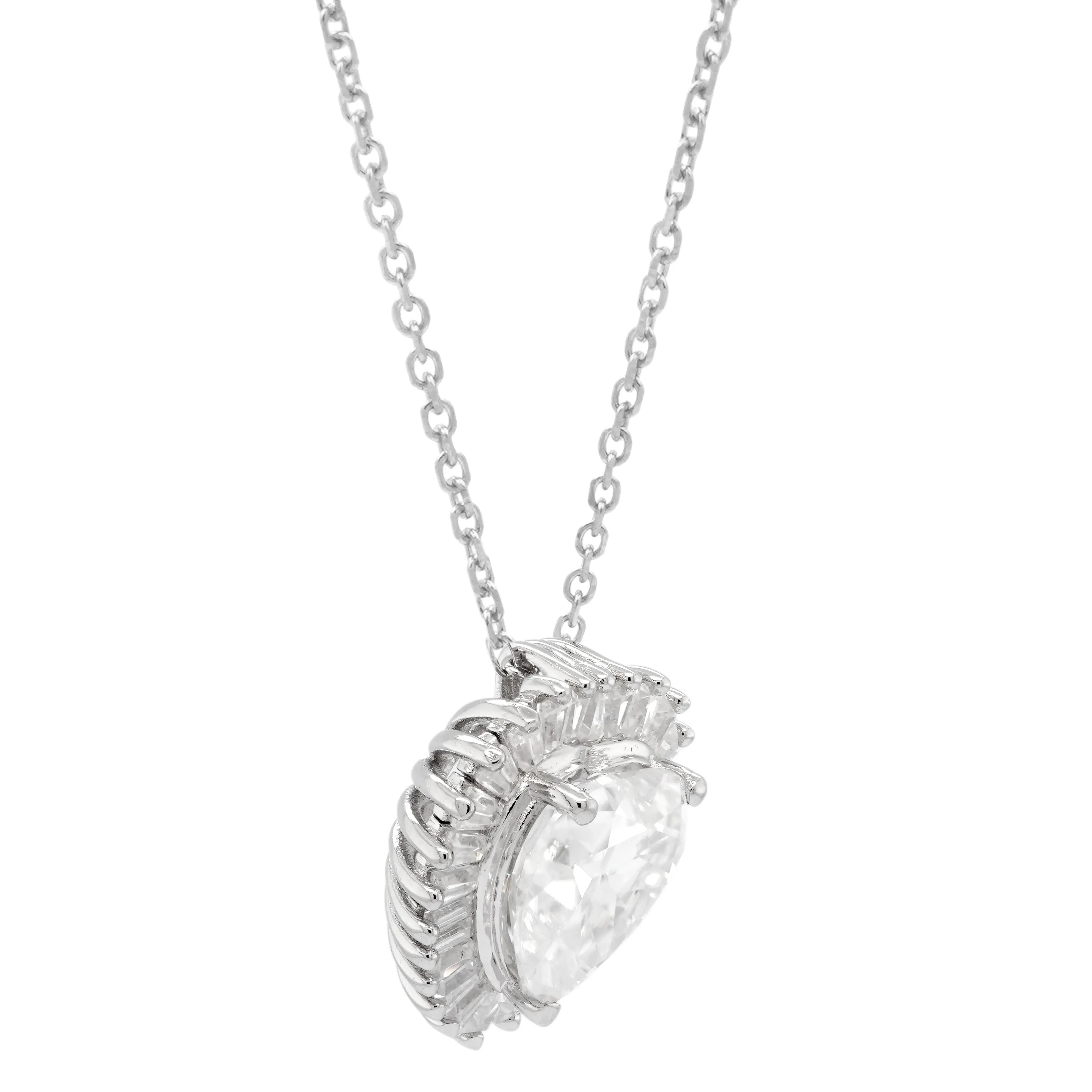 3.73 CTS DEW Moissanite Heart Shaped Pendant Necklace