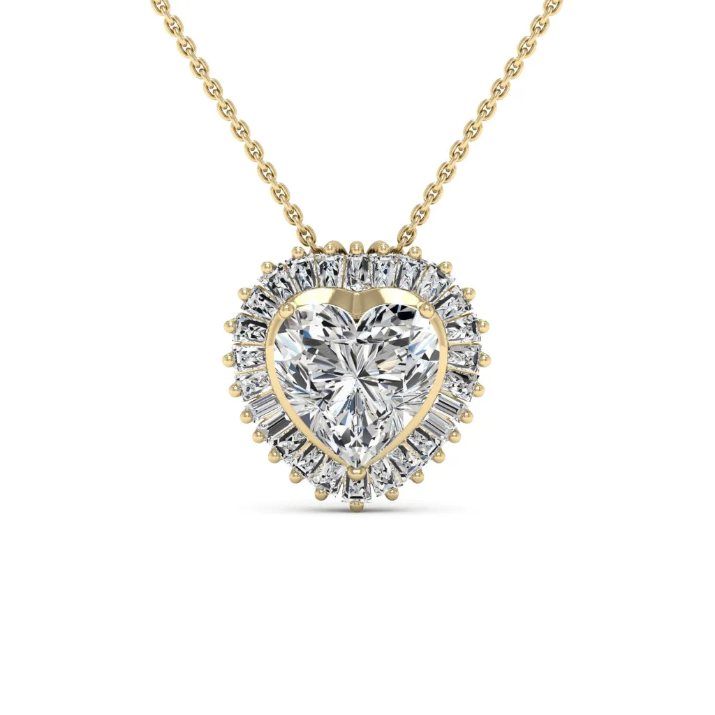 3.73 CTS DEW Moissanite Heart Shaped Pendant Necklace
