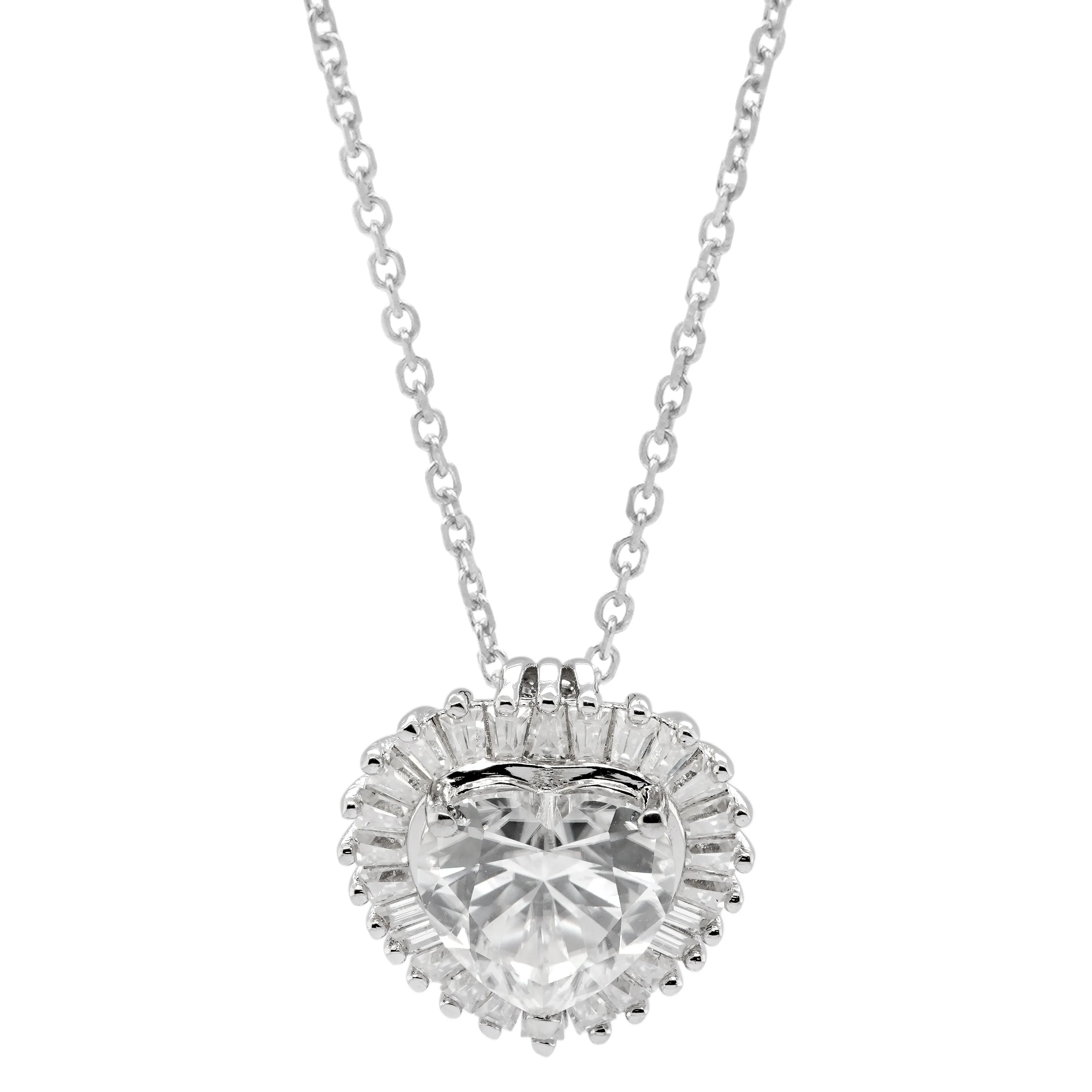 3.73 CTS DEW Moissanite Heart Shaped Pendant Necklace