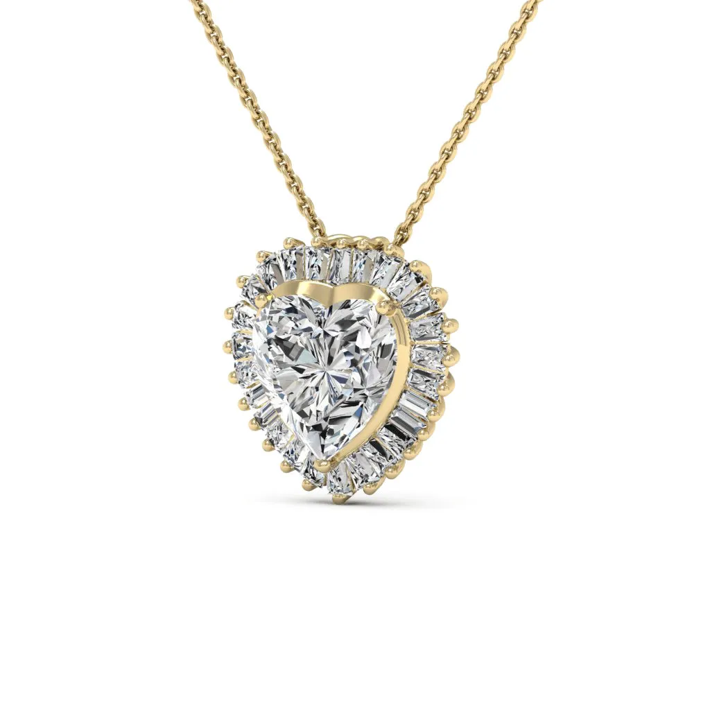 3.73 CTS DEW Moissanite Heart Shaped Pendant Necklace