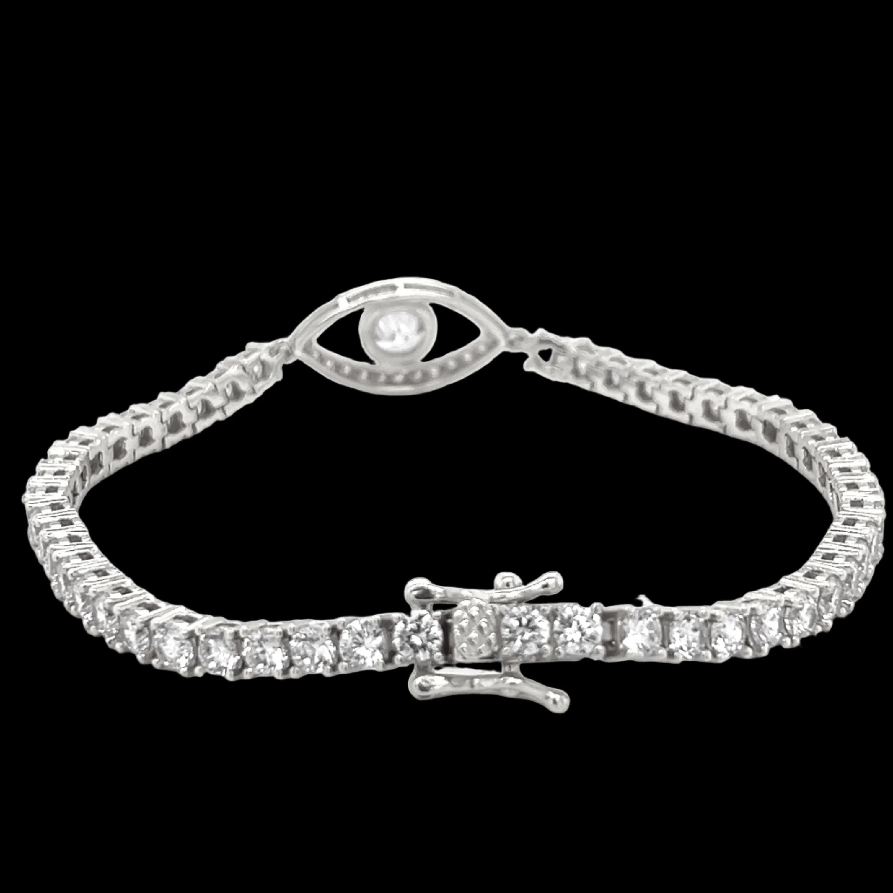 3mm Tennis Sterling Eye Round Cubic Zirconia 7" Bracelet - C315369