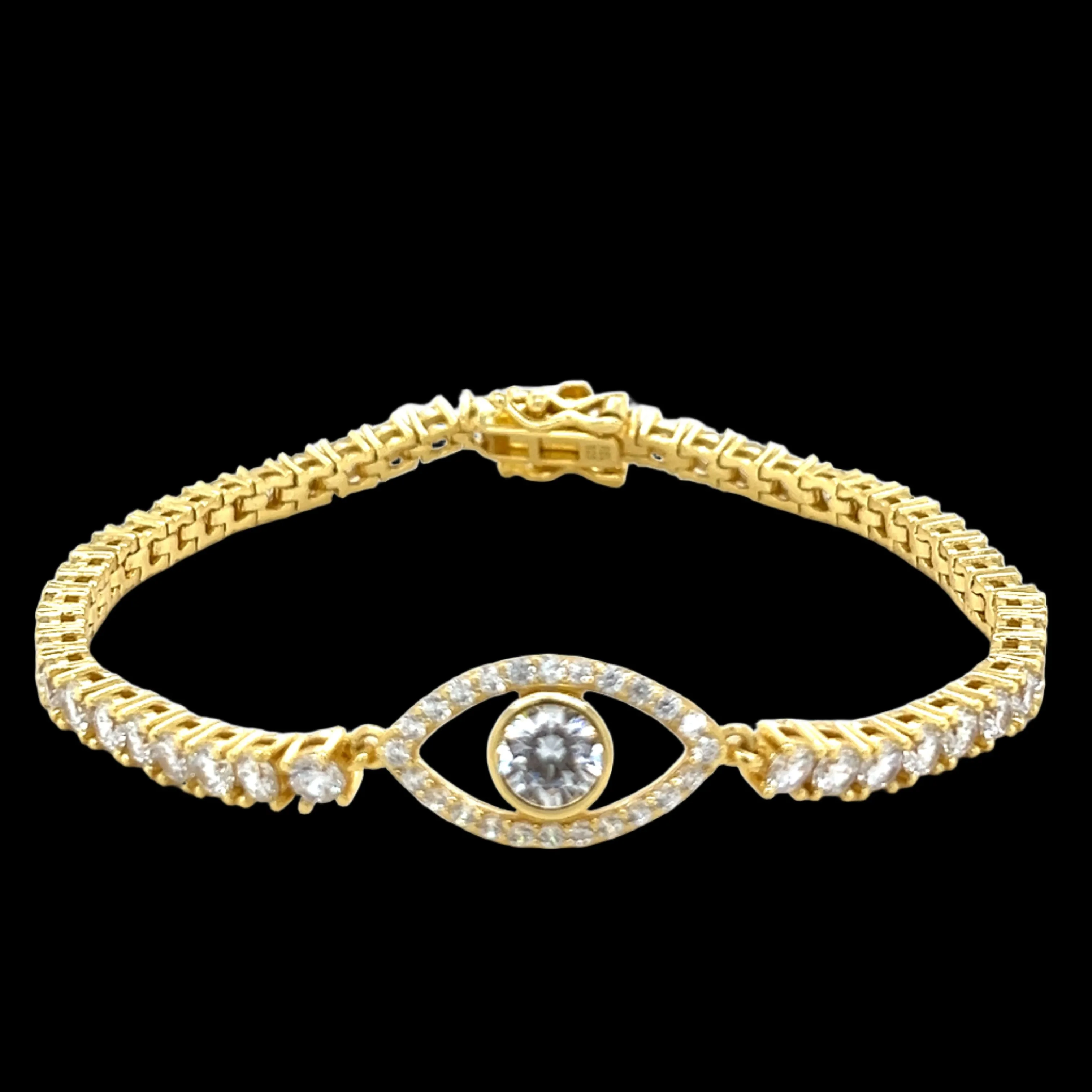 3mm Tennis Sterling Eye Round Cubic Zirconia 7" Bracelet - C315369
