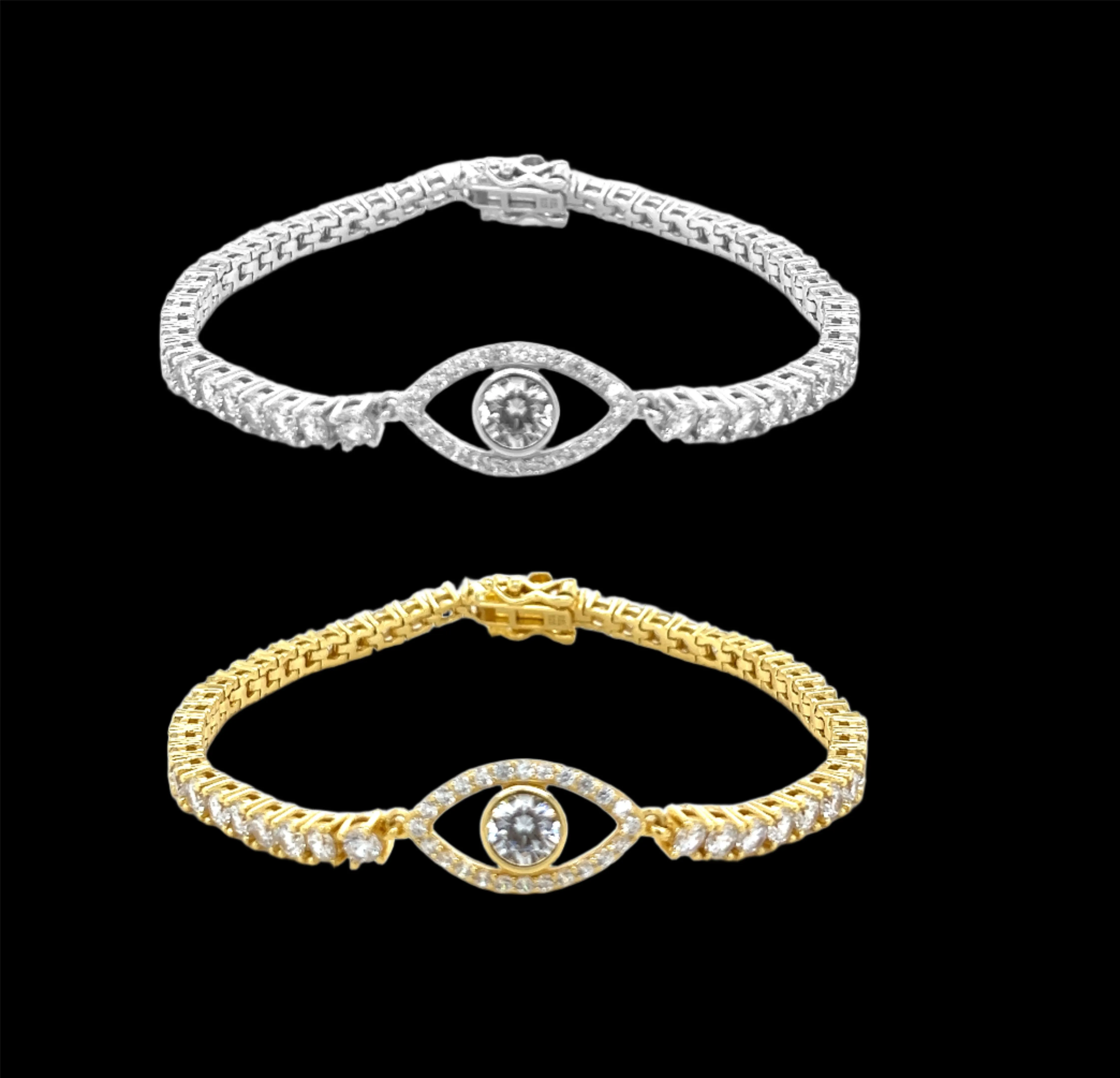 3mm Tennis Sterling Eye Round Cubic Zirconia 7" Bracelet - C315369