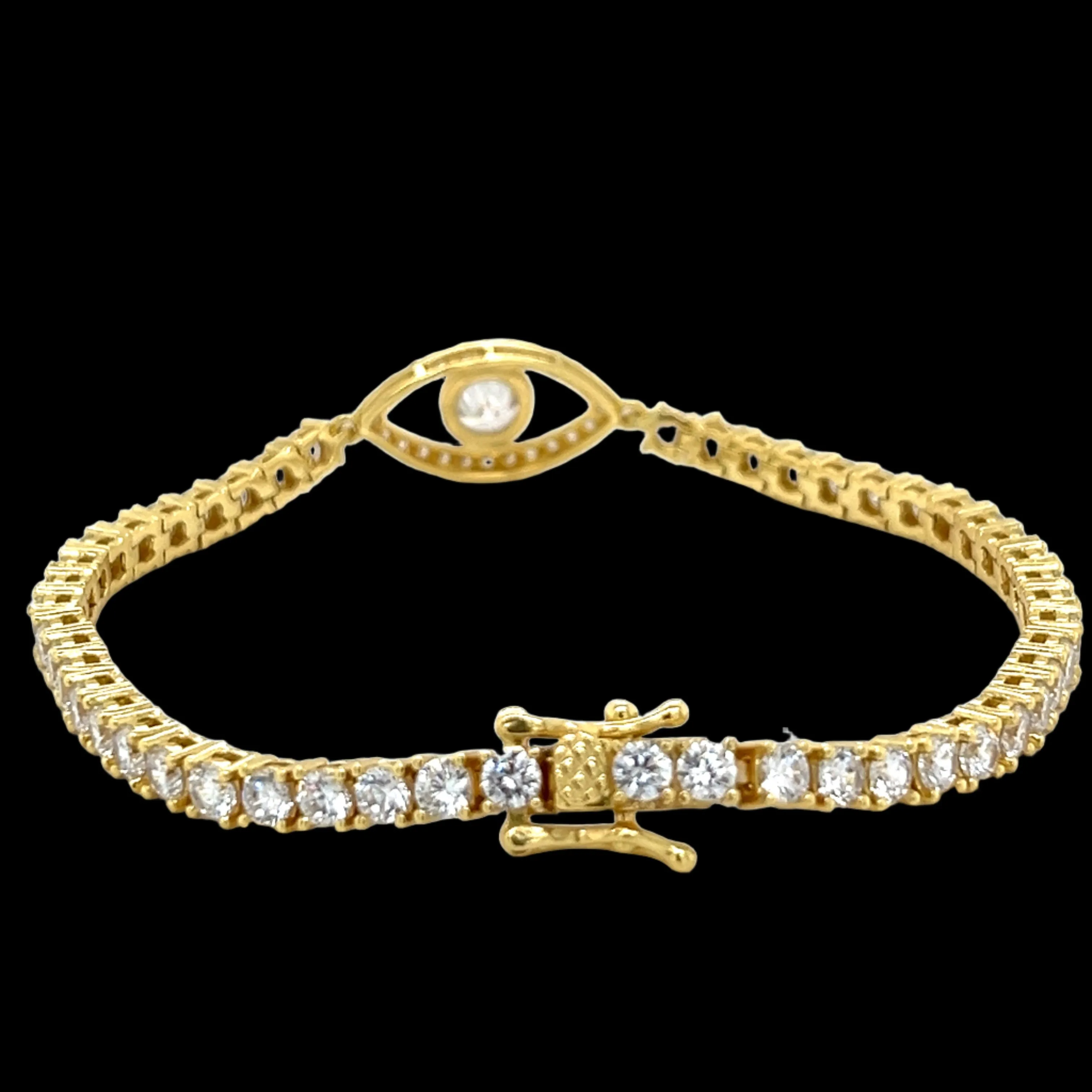 3mm Tennis Sterling Eye Round Cubic Zirconia 7" Bracelet - C315369