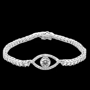 3mm Tennis Sterling Eye Round Cubic Zirconia 7" Bracelet - C315369