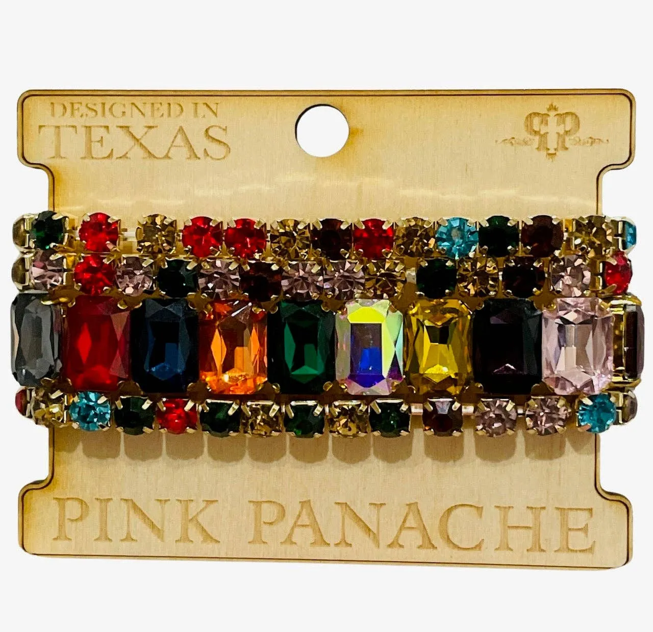 4-strand gold and multi-color rhinestone bracelet set