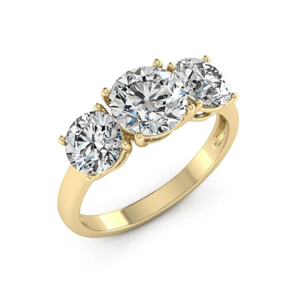 4.00 CTS DEW 3 Stone Moissanite Ring