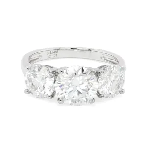 4.00 CTS DEW 3 Stone Moissanite Ring
