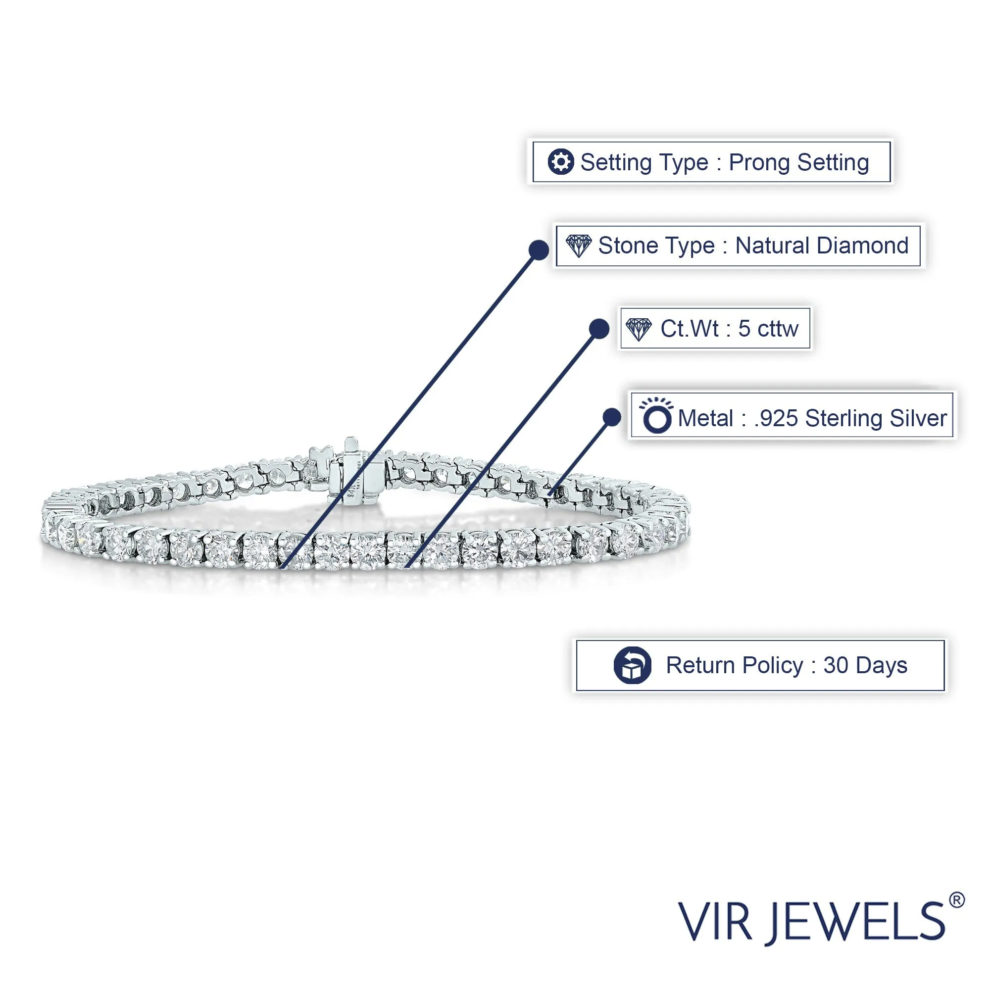 5 cttw Classic Diamond Tennis Bracelet in Sterling Silver