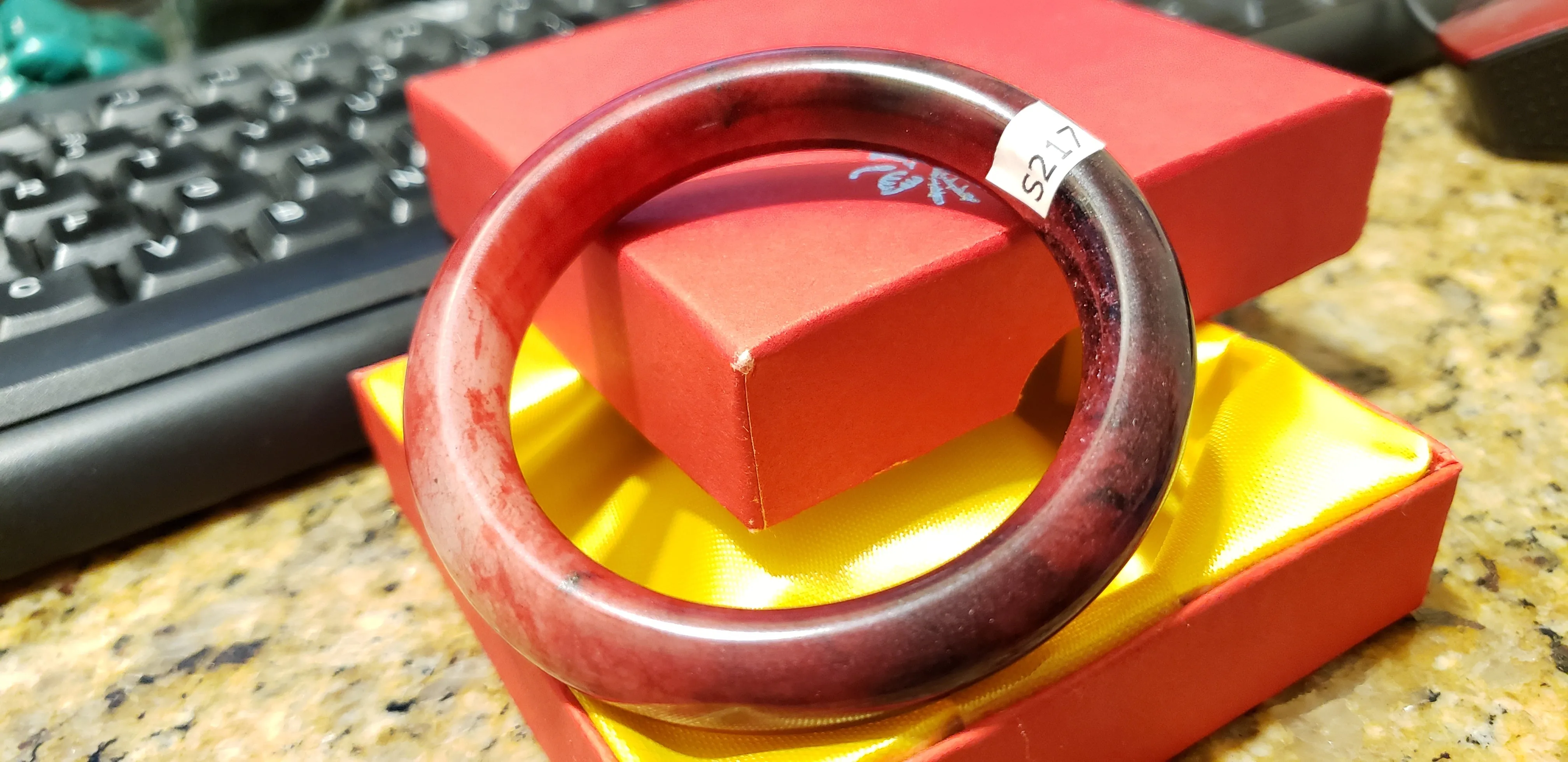 51/52/53mm Certified Natural Red Jadeite Emerald A*Jade HandCarved Bangle S217