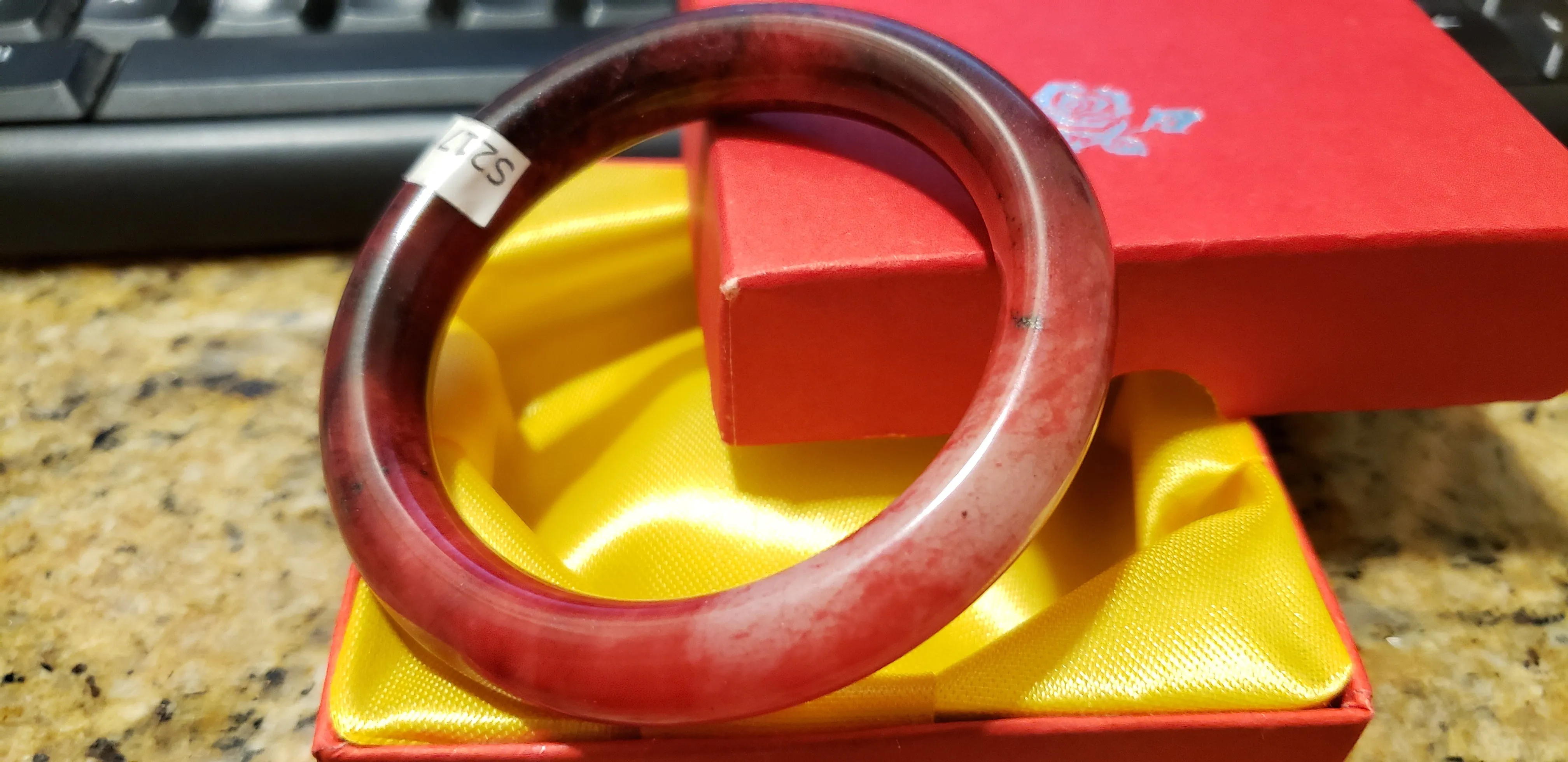 51/52/53mm Certified Natural Red Jadeite Emerald A*Jade HandCarved Bangle S217