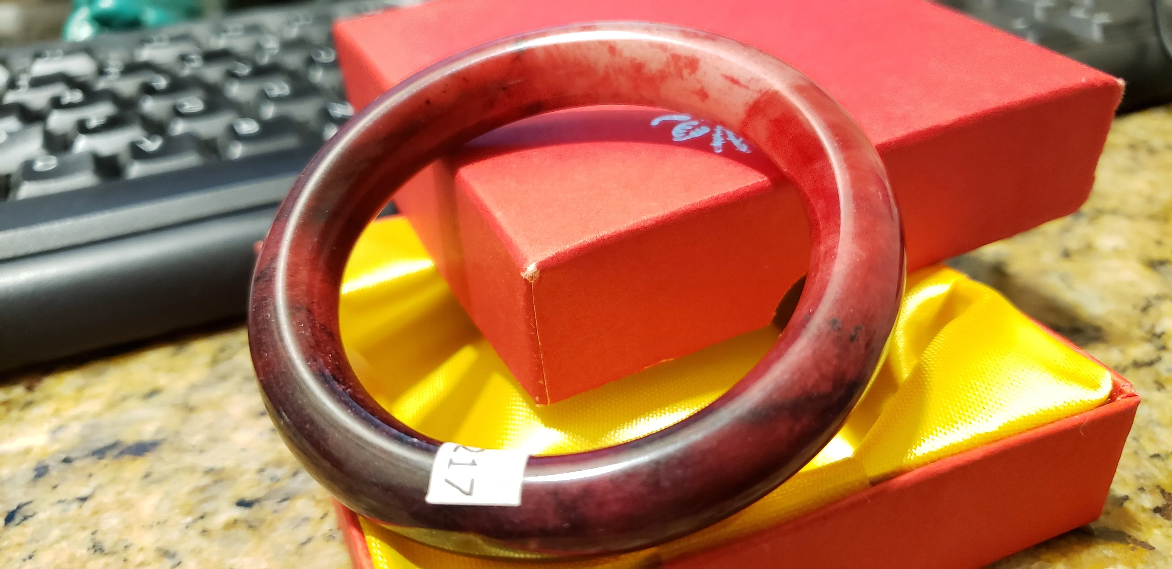 51/52/53mm Certified Natural Red Jadeite Emerald A*Jade HandCarved Bangle S217