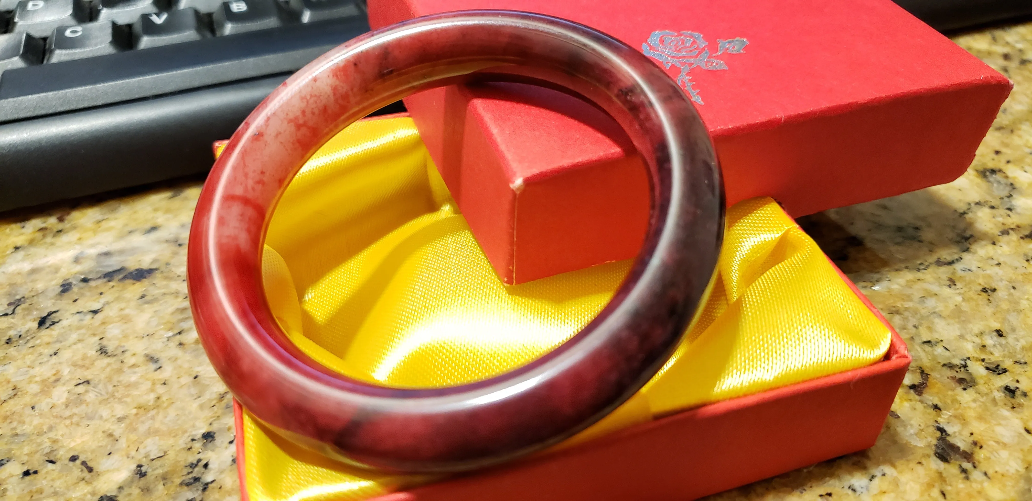 51/52/53mm Certified Natural Red Jadeite Emerald A*Jade HandCarved Bangle S217