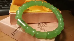 56-62 mm Certified Natural Jadeite Emerald A Jade HandCarved Bracelet A2018