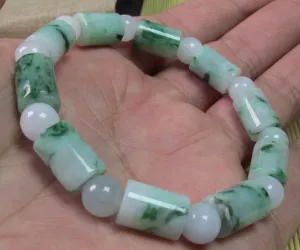 56-62 mm Certified Natural Jadeite Emerald A*Jade Beads Stretchy Hand catenary 串珠手链 1287-4s Bracelet