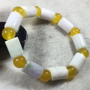 56-62 mm Certified Natural Jadeite Emerald Dongling Jade Beads Stretchy Bracelet《Grade A》
