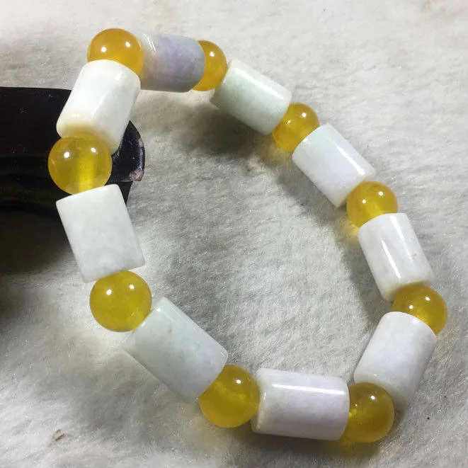 56-62 mm Certified Natural Jadeite Emerald Dongling Jade Beads Stretchy Bracelet《Grade A》