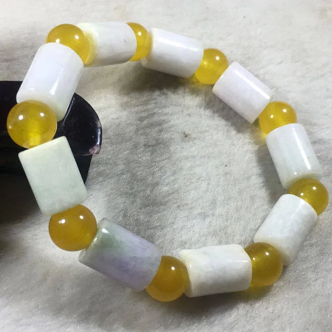 56-62 mm Certified Natural Jadeite Emerald Dongling Jade Beads Stretchy Bracelet《Grade A》