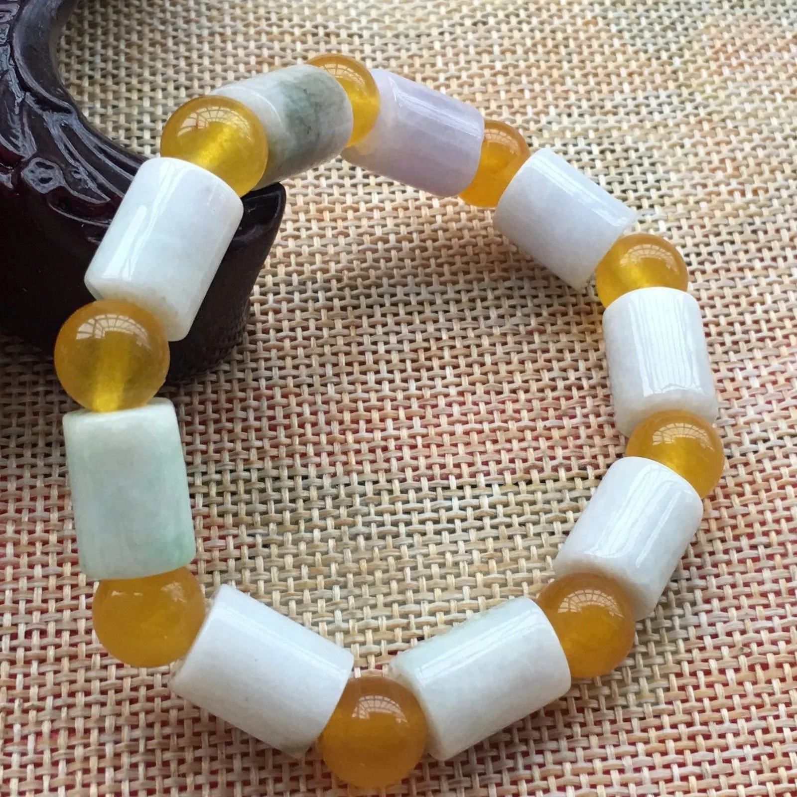56-62 mm Certified Natural Multi-Color Icy Emerald A Jade Beads Stretchy Bracelet