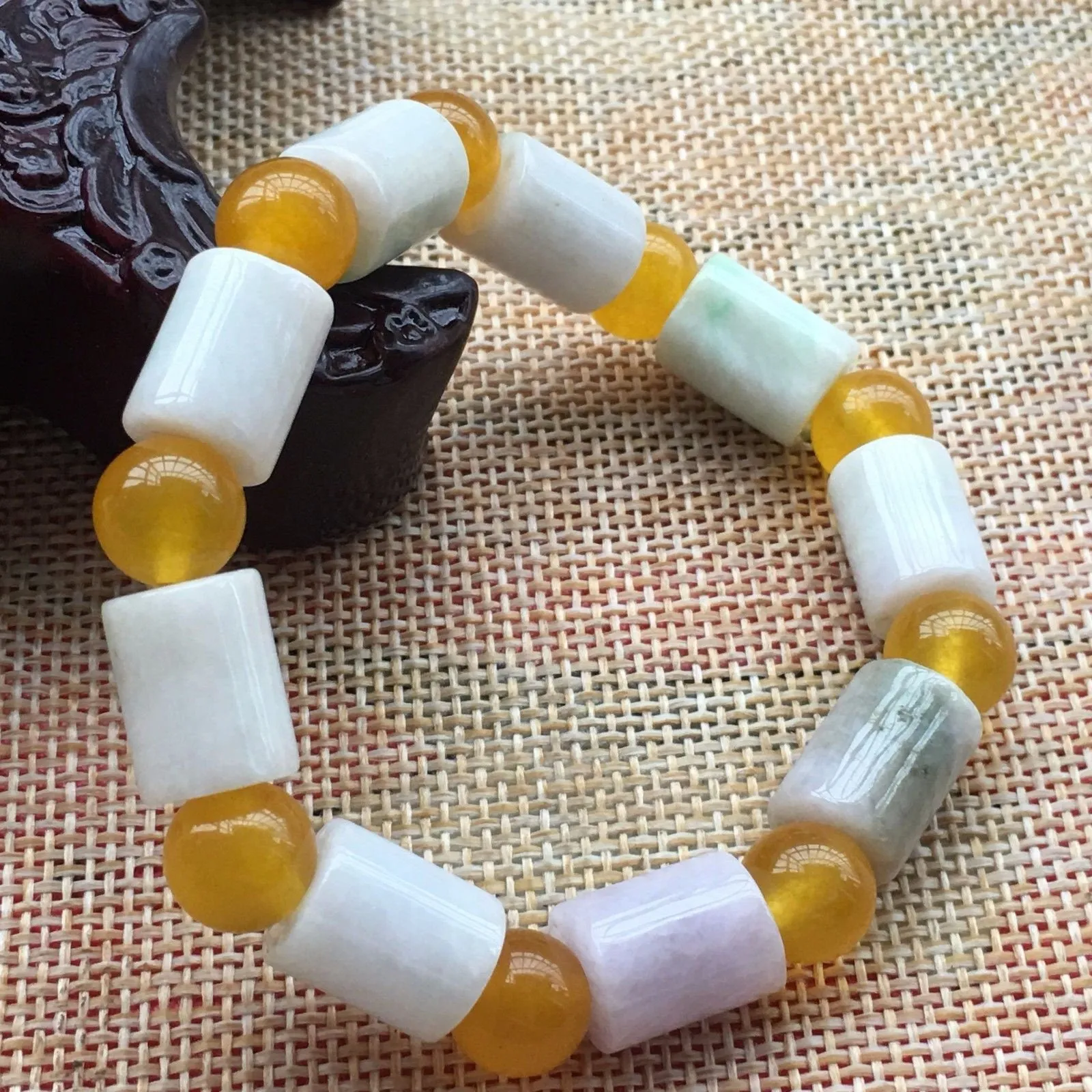 56-62 mm Certified Natural Multi-Color Icy Emerald A Jade Beads Stretchy Bracelet