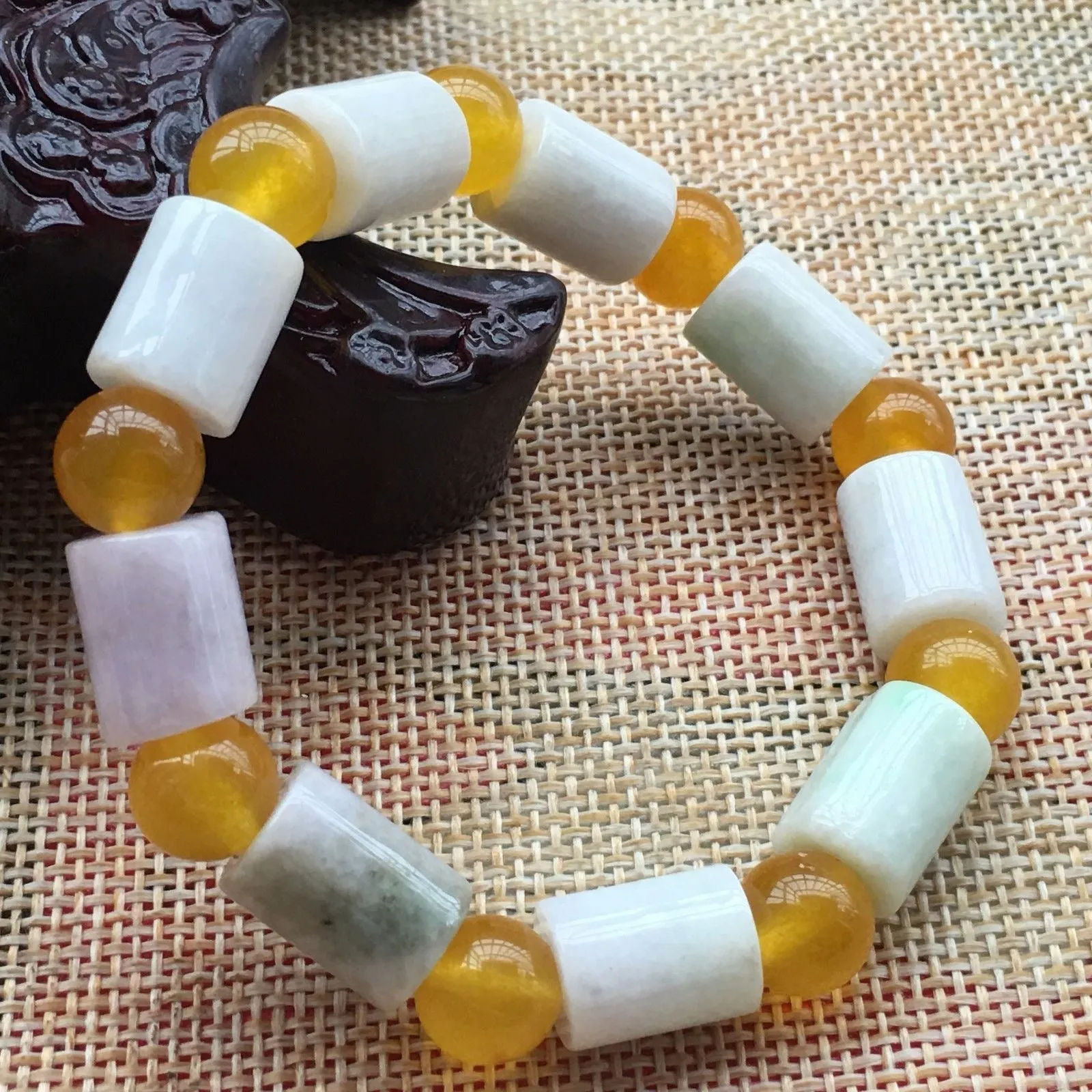 56-62 mm Certified Natural Multi-Color Icy Emerald A Jade Beads Stretchy Bracelet