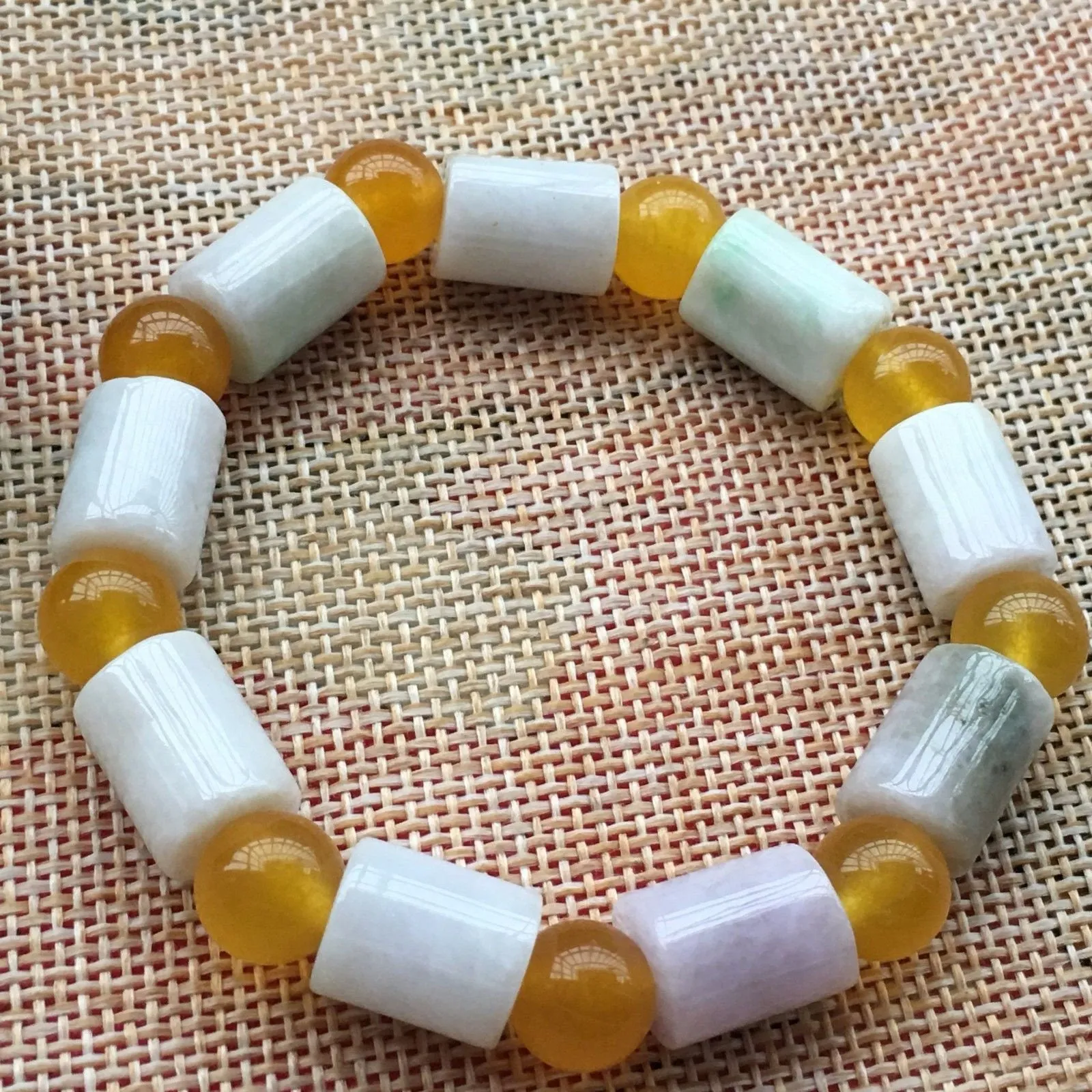 56-62 mm Certified Natural Multi-Color Icy Emerald A Jade Beads Stretchy Bracelet