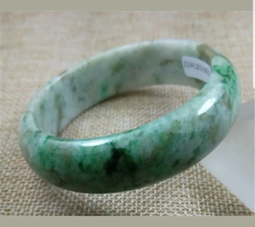 57/58/59mm Certified Natural Jadeite Emerald A*Jade HandCarved Bangle Z4453