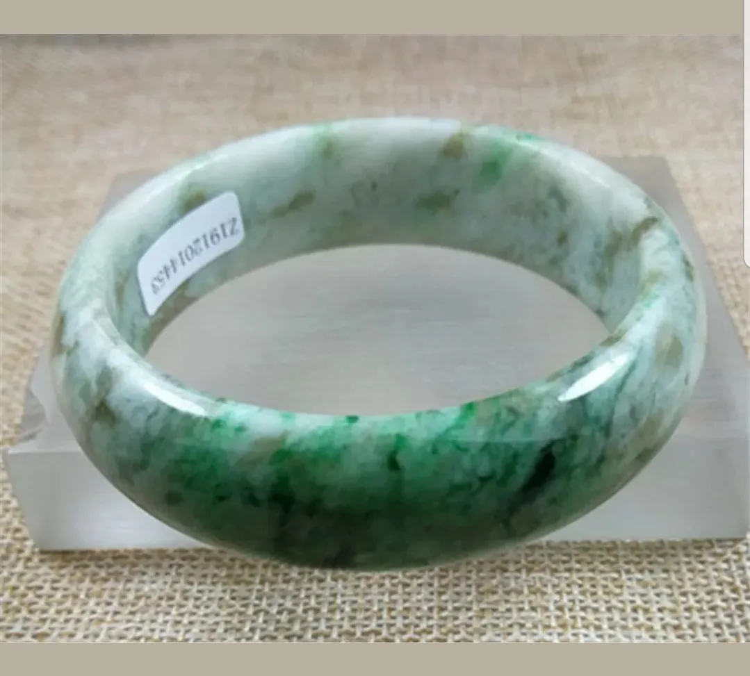 57/58/59mm Certified Natural Jadeite Emerald A*Jade HandCarved Bangle Z4453