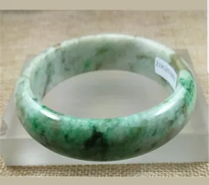 57/58/59mm Certified Natural Jadeite Emerald A*Jade HandCarved Bangle Z4453