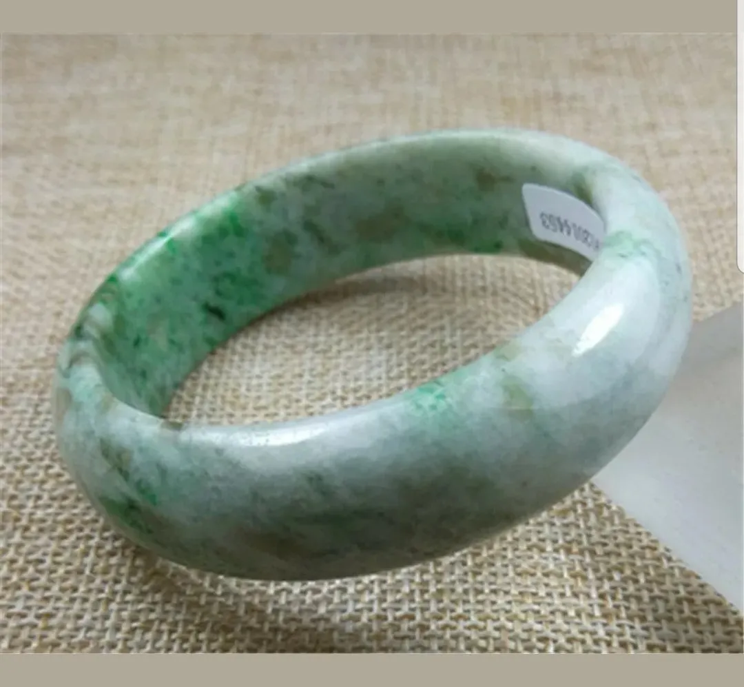57/58/59mm Certified Natural Jadeite Emerald A*Jade HandCarved Bangle Z4453