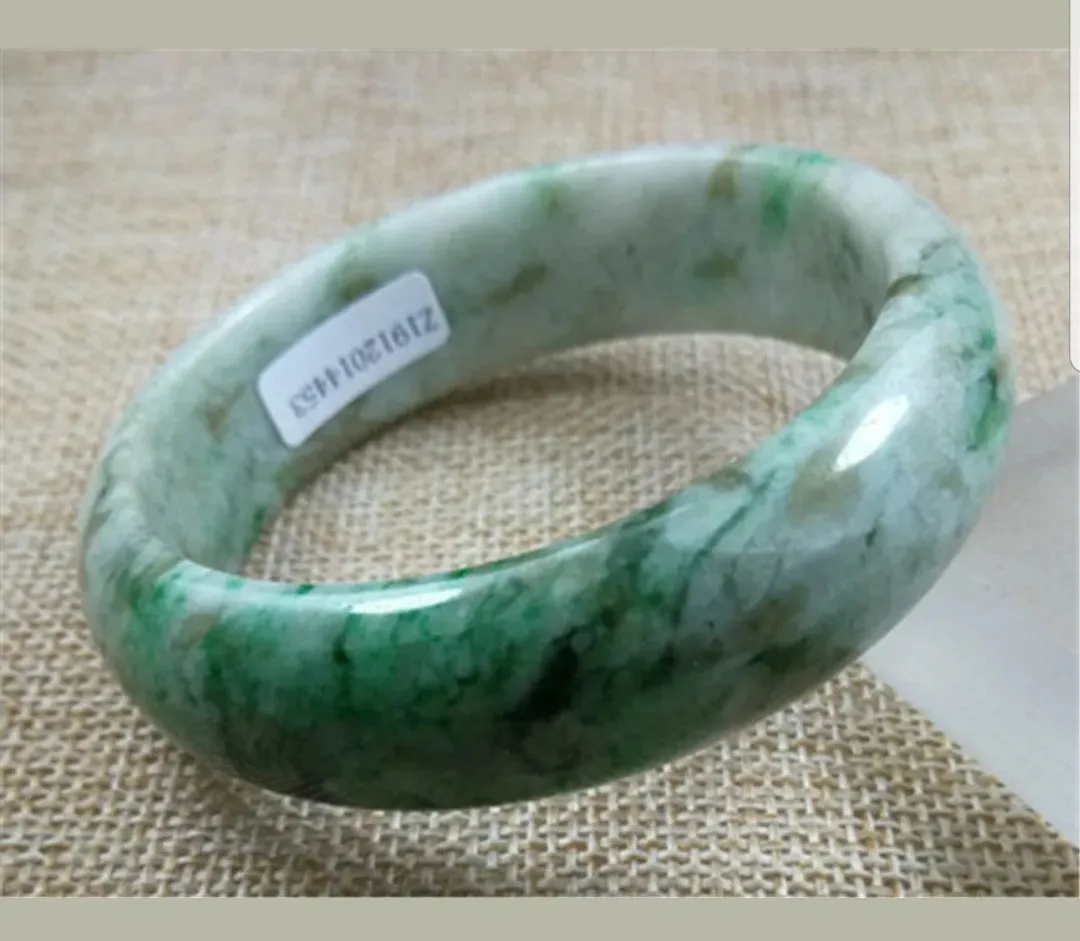 57/58/59mm Certified Natural Jadeite Emerald A*Jade HandCarved Bangle Z4453