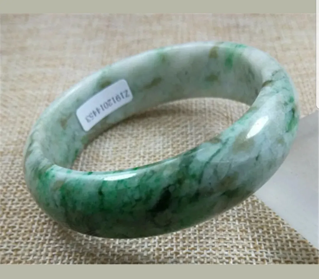 57/58/59mm Certified Natural Jadeite Emerald A*Jade HandCarved Bangle Z4453