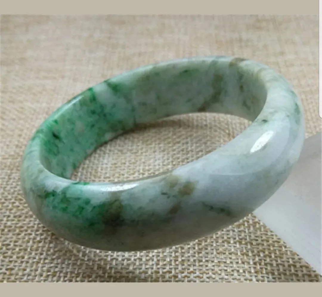 57/58/59mm Certified Natural Jadeite Emerald A*Jade HandCarved Bangle Z4453