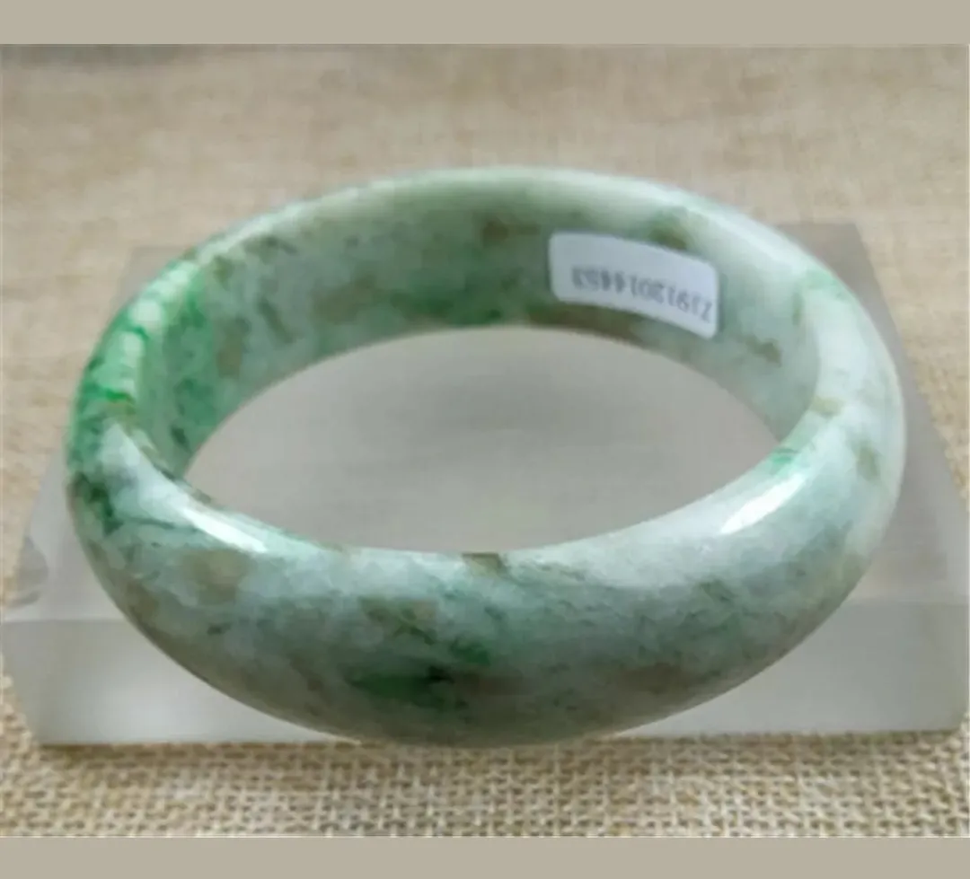 57/58/59mm Certified Natural Jadeite Emerald A*Jade HandCarved Bangle Z4453