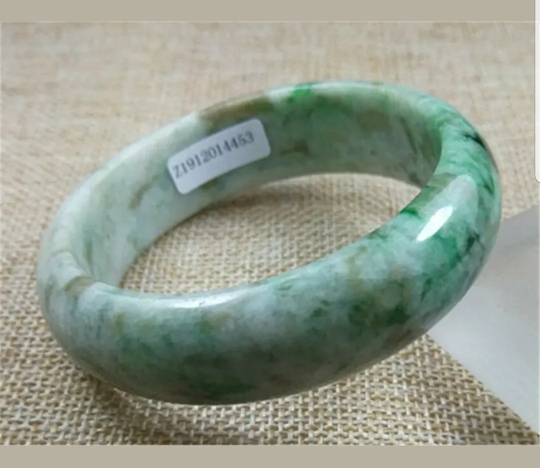 57/58/59mm Certified Natural Jadeite Emerald A*Jade HandCarved Bangle Z4453