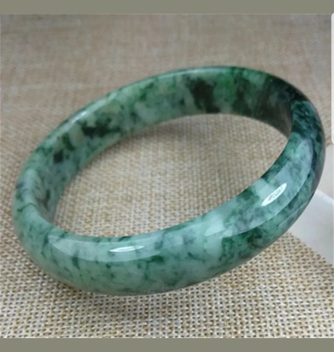 59/60/61mm Certified Natural Jadeite Emerald A*Jade HandCarved Bangle Z3208
