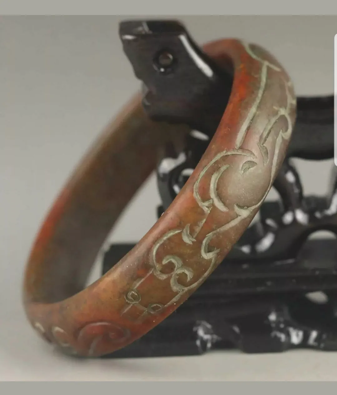 60/61/62mm Certified Natural Red Emerald A*Jade HandCarved Dragon Bangle A1940
